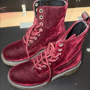 Velvet Lace-Up Boots